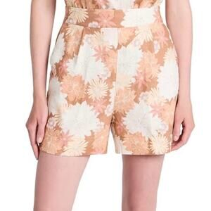 FAHERTY 100% linen NWOT shorts small high waisted warm jicard island